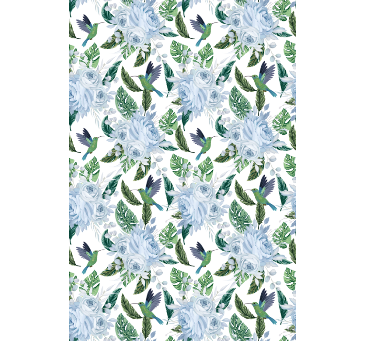 Hummingbirds and Roses roller blind flowers - TenStickers