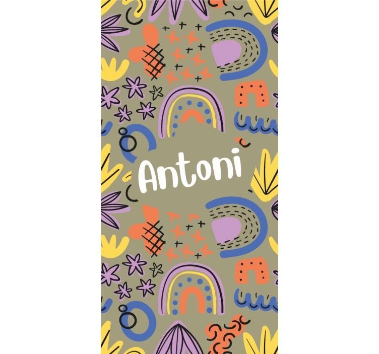 Geometric rainbows with name kids roller blind - TenStickers