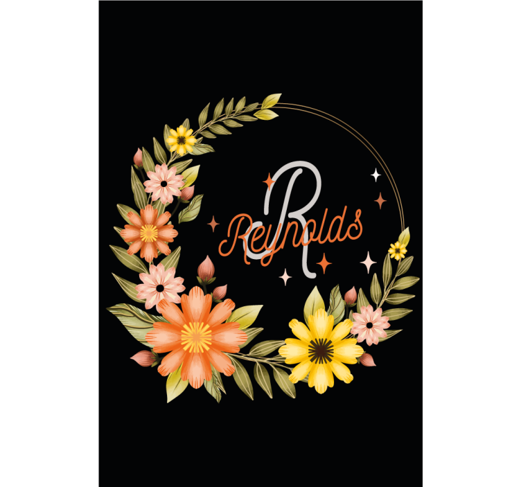 Elegant initial and name roller blind flowers - TenStickers