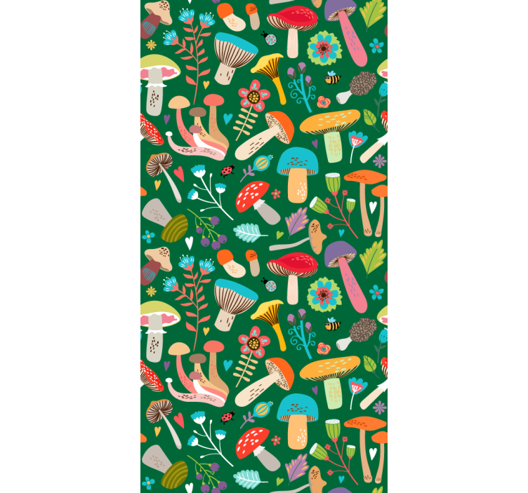 Vibrant Mushroom Motif roller blind flowers - TenStickers