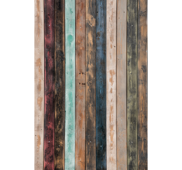 Colorful rustic wooden planks textured roller blind - TenStickers