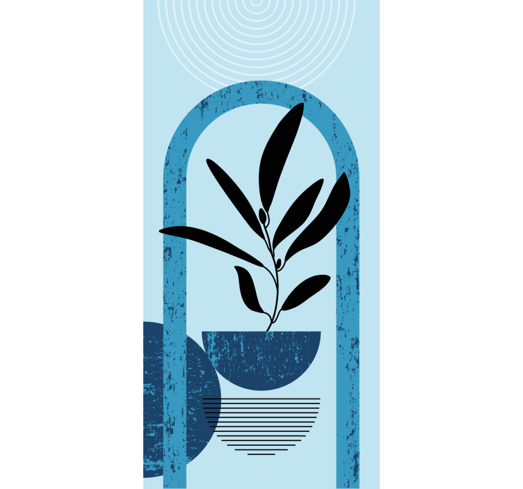 Blue stylish pot plant roller blind flowers - TenStickers