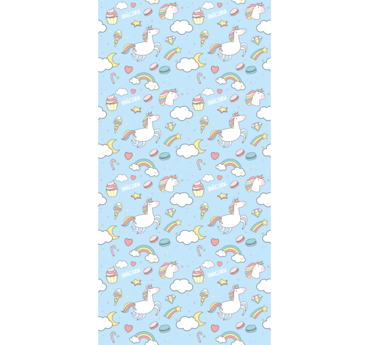 Cute unicorns and rainbows kids roller blind - TenStickers