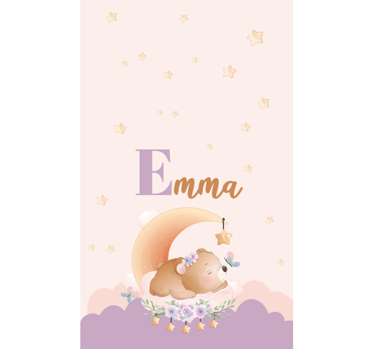 Sleeping bear with name kids roller blind - TenStickers