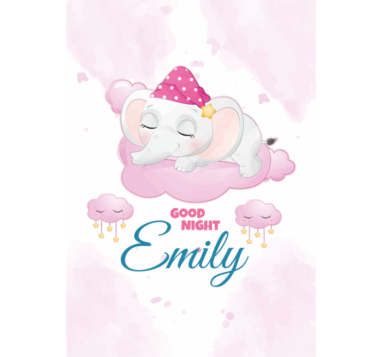Sleeping elephant with name kids roller blind - TenStickers