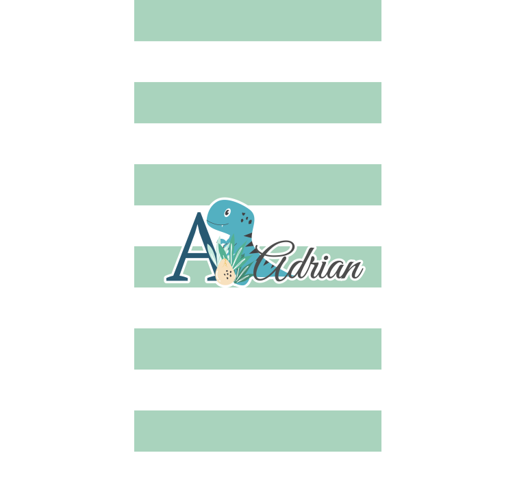 Striped dinosaur with name kids roller blind - TenStickers