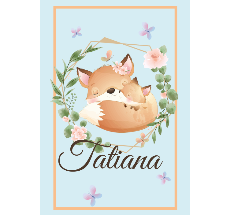 Fox family with name kids roller blind - TenStickers