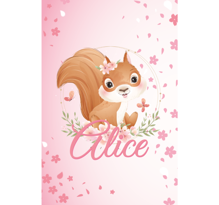 Squirrel with name kids roller blind - TenStickers