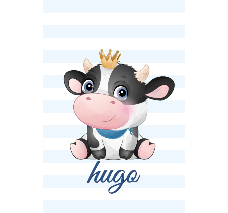 Crowned cow with name kids roller blind - TenStickers