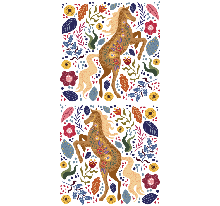 Wild horse folklore illustration Flower blind - TenStickers