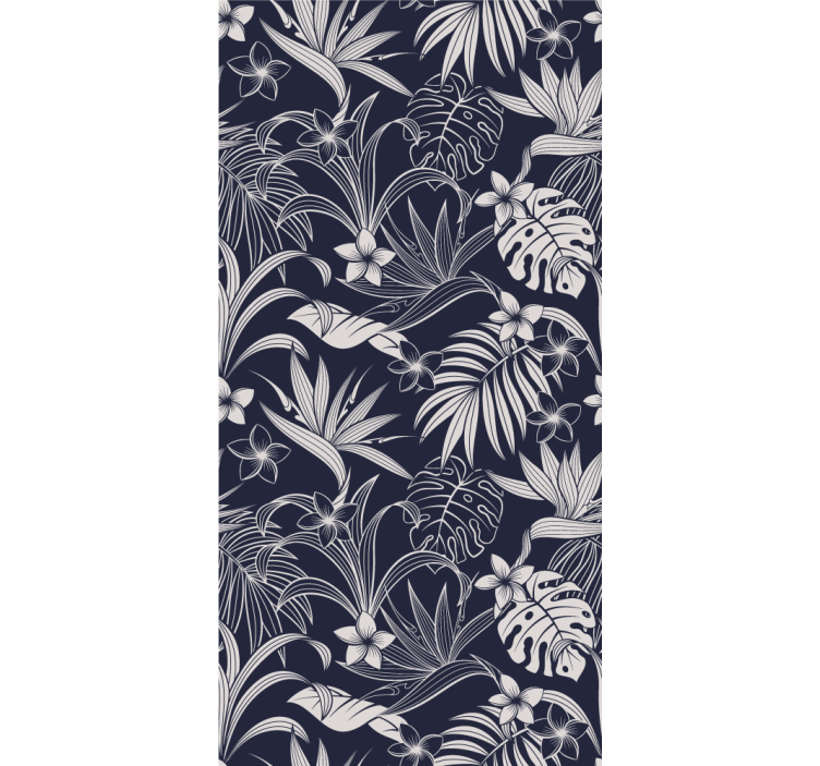 Dark tropical floral pattern roller blind flowers - TenStickers