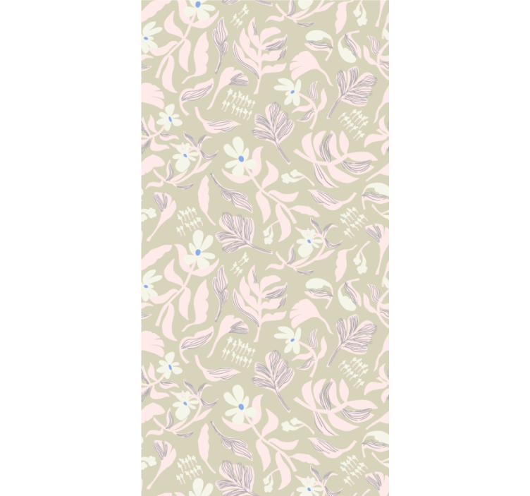 Beige leaf theme roller blind flowers - TenStickers