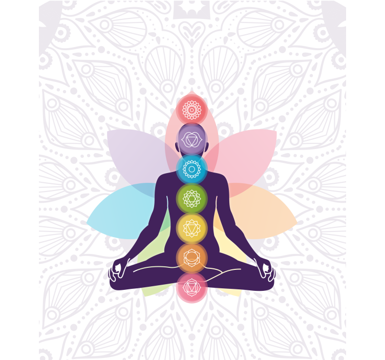 Meditating figure with chakras zen roller blind - TenStickers