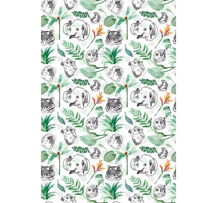 Green jungle animals kids roller blind - TenStickers