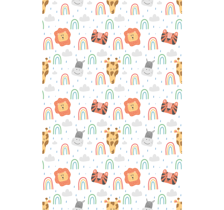 Wild animals with rainbows skandinavian roller blind - TenStickers