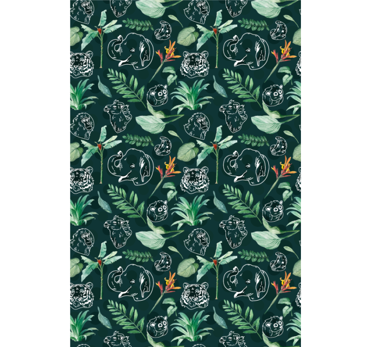 Animal roller blind animal sketch floral design - TenStickers