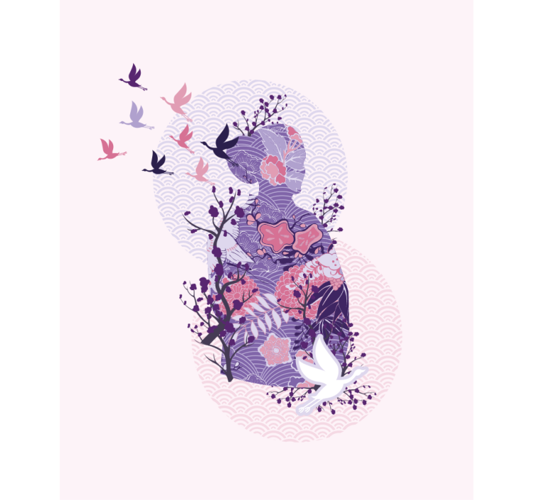 Floral Silhouette Art roller blind flowers - TenStickers