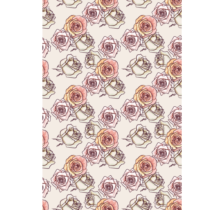 Rose Illustration Pattern roller blind flowers - TenStickers