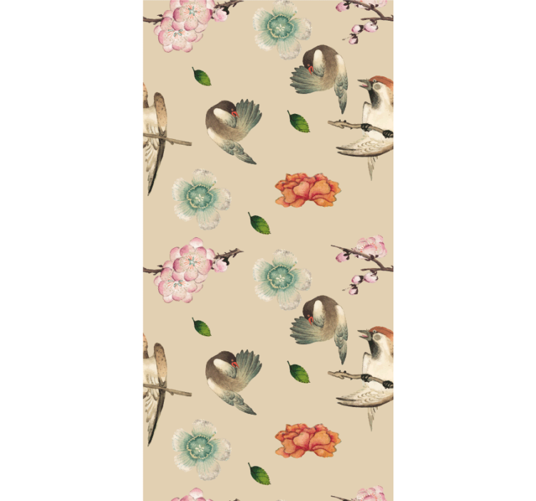 Beige avian design roller blind flowers - TenStickers