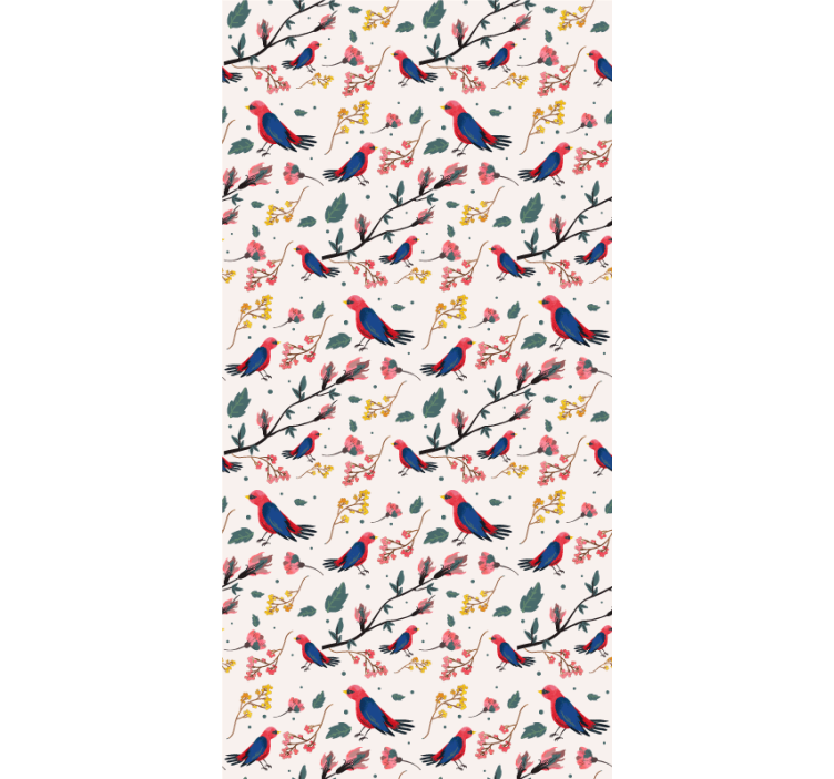 Vibrant Bird Patterns roller blind flowers - TenStickers