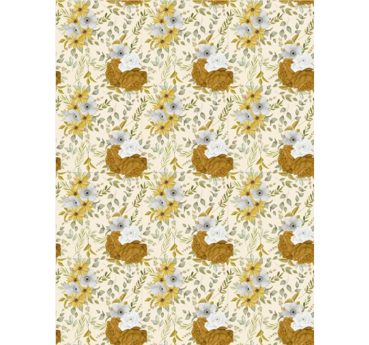 Beige and brown pattern roller blind flowers - TenStickers