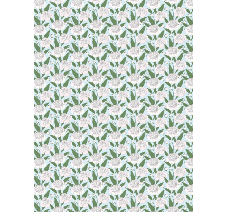 White peony pattern roller blind flowers - TenStickers