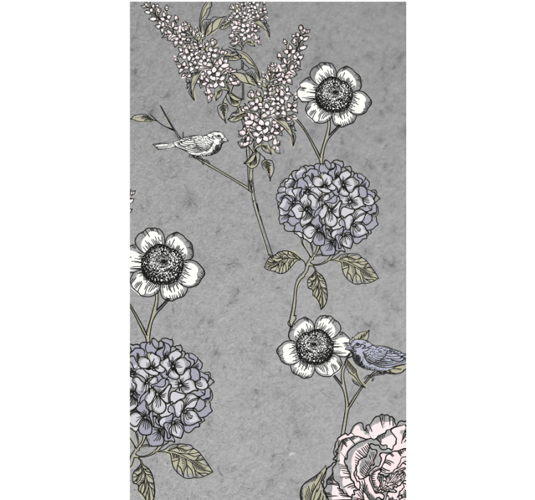 Grey gentle motif roller blind flowers - TenStickers