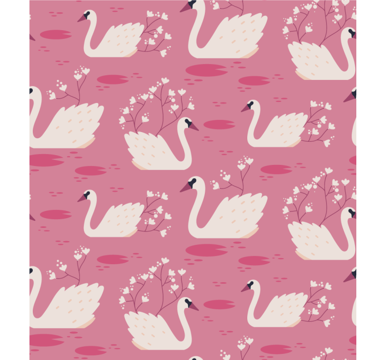Elegant Swans and Blossoms roller blind flowers - TenStickers
