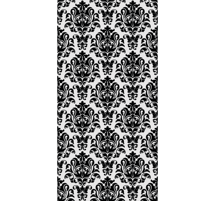 Black and white floral pattern traditional roller blind - TenStickers