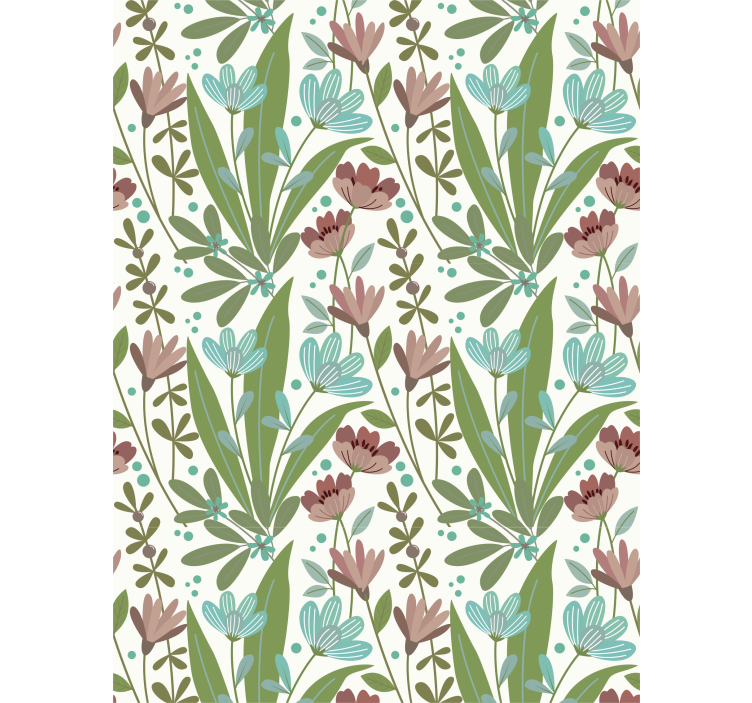 Floral Leaf Patterns roller blind flowers - TenStickers