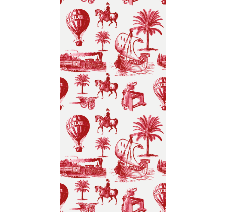 Red red palm scenes vintage roller blind - TenStickers