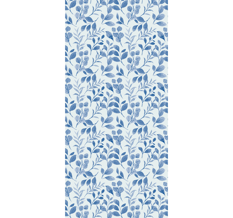 Elegant blue leaf pattern roller blind flowers - TenStickers