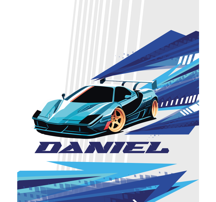 Custom blue race car printed roller blind - TenStickers