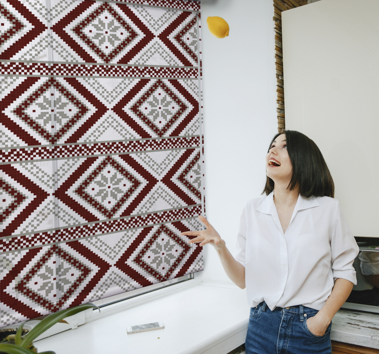 Geometric textile pattern textured roller blind - TenStickers