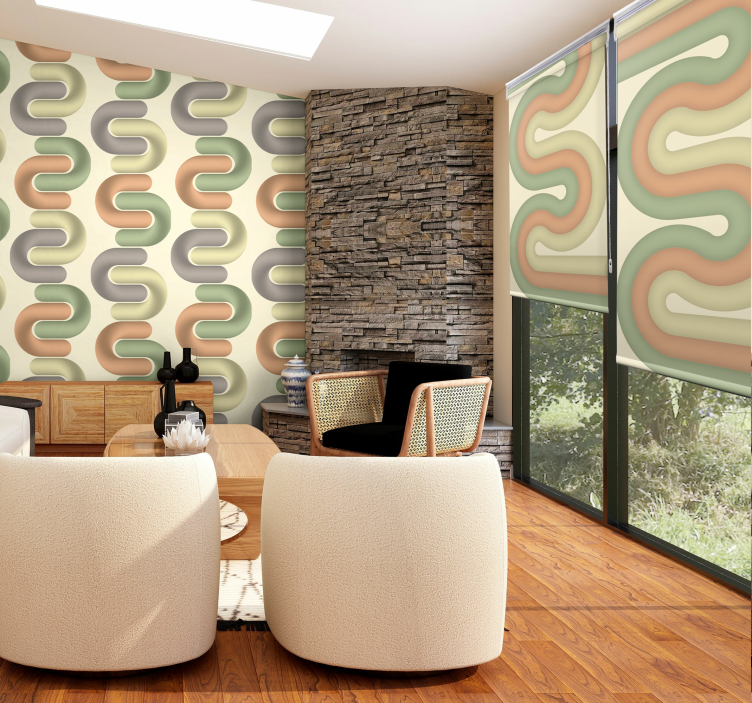 Curved line pattern living room roller blind - TenStickers
