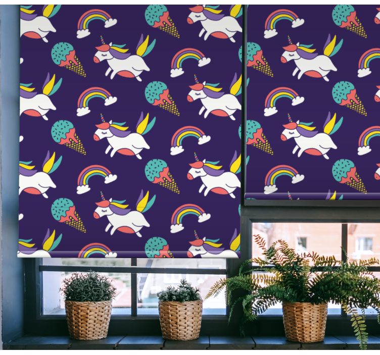 Unicorns and Rainbows kids roller blind - TenStickers