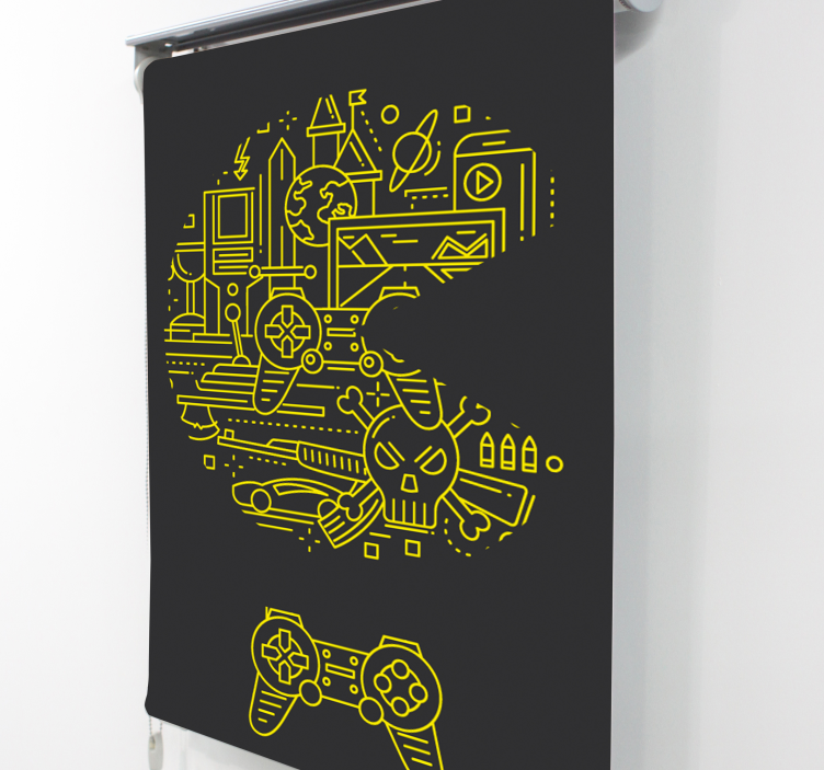 yellow pac game Geek roller blind - TenStickers