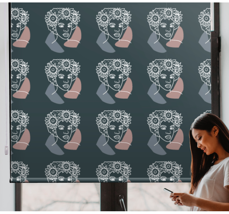 Abstract Floral Faces art roller blind - TenStickers