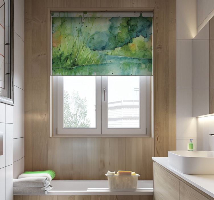 Abstract swamp bathroom roller blind - TenStickers