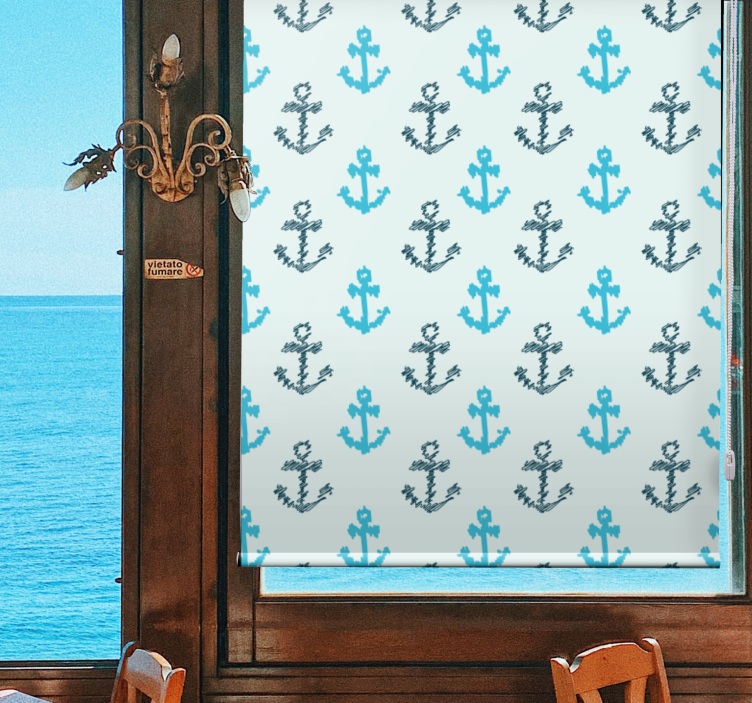 Anchors Pattern Design geek roller blind - TenStickers