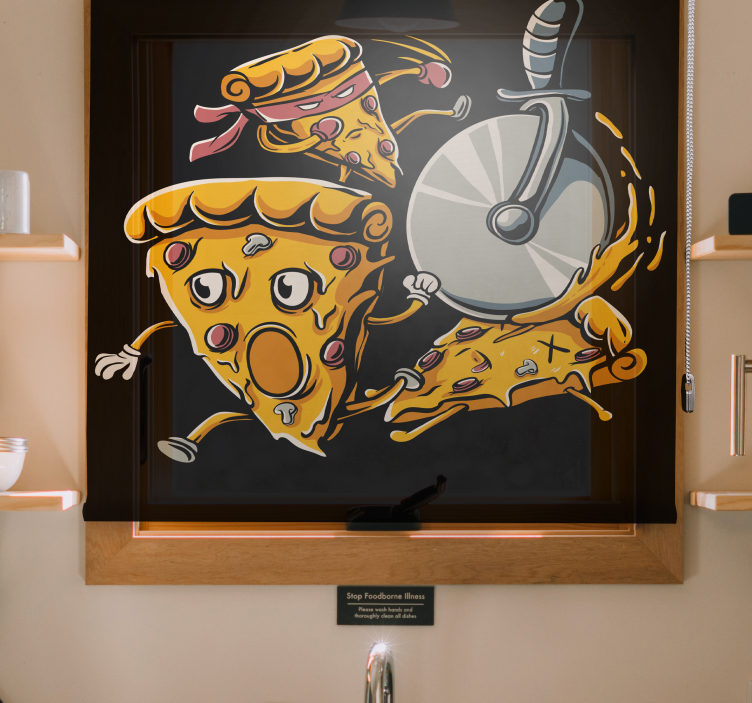 Animated Pizza Slices fun roller blind - TenStickers