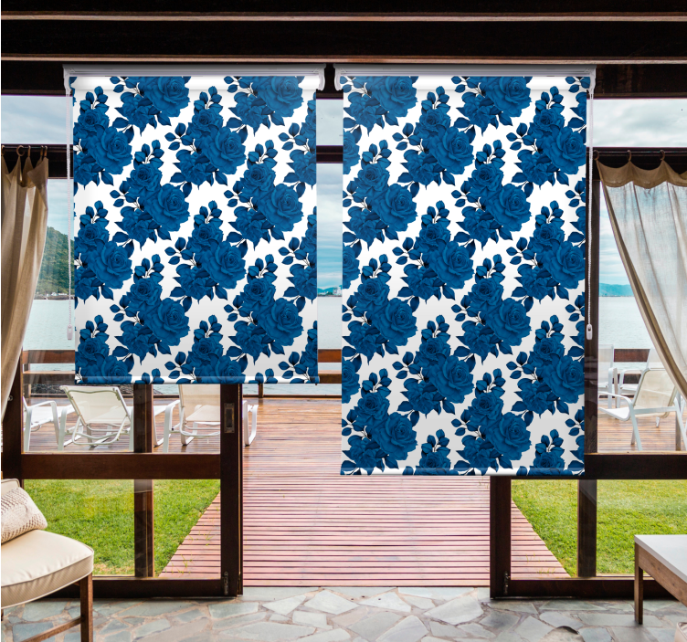 Azure Blossom Motif roller blind flowers - TenStickers