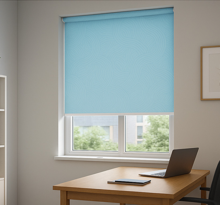 Baby blue office roller blind - TenStickers