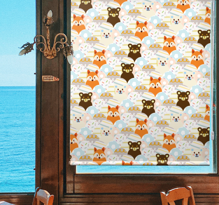 Baby forest faces animal roller blind - TenStickers