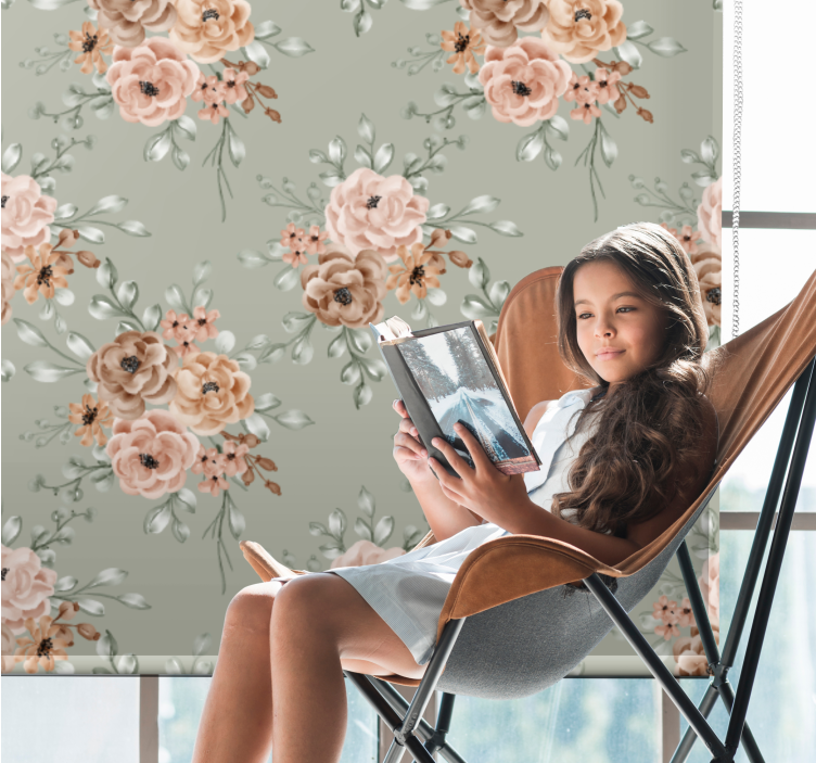 Beautiful beige arrangement floral roller blind - TenStickers