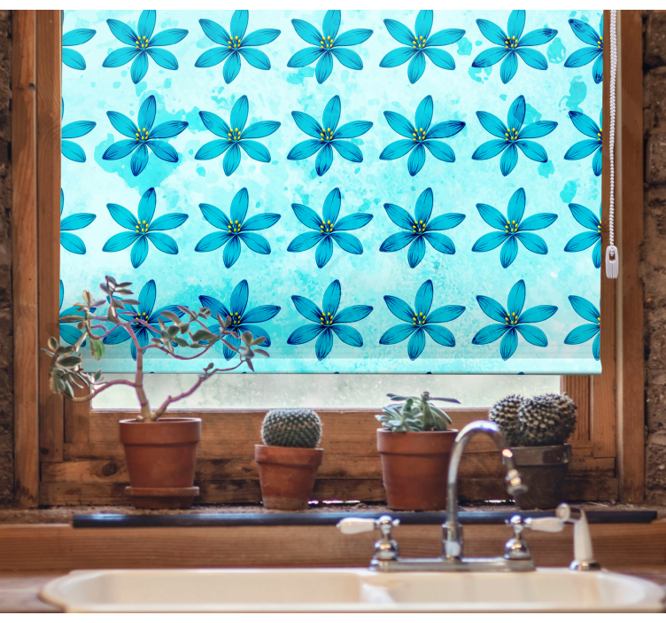 Beautiful Blue Blooms roller blind flowers - TenStickers