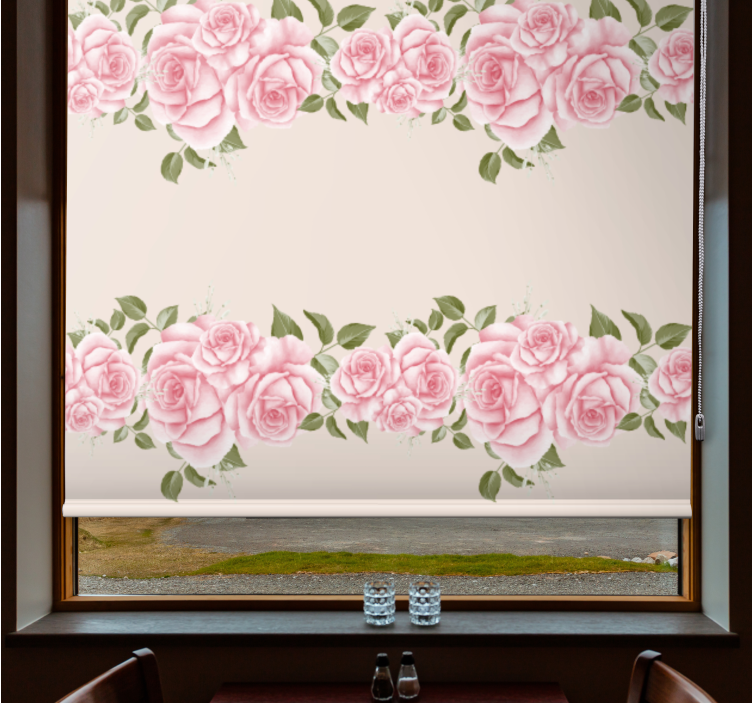 Beautiful Pink Roses roller blind flowers - TenStickers