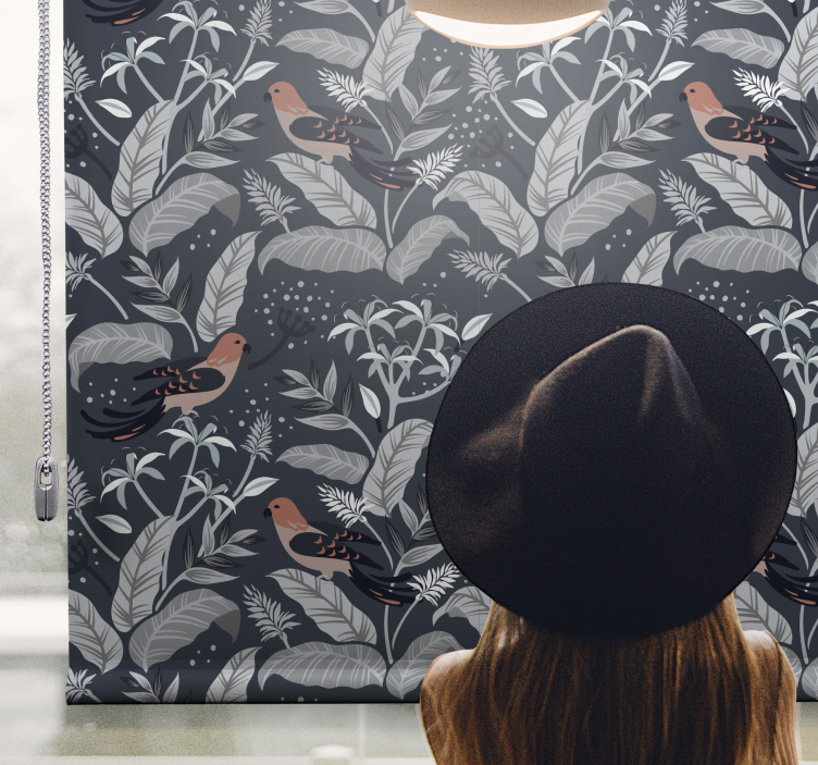 Bird Foliage Pattern flowers and plants roller blind - TenStickers