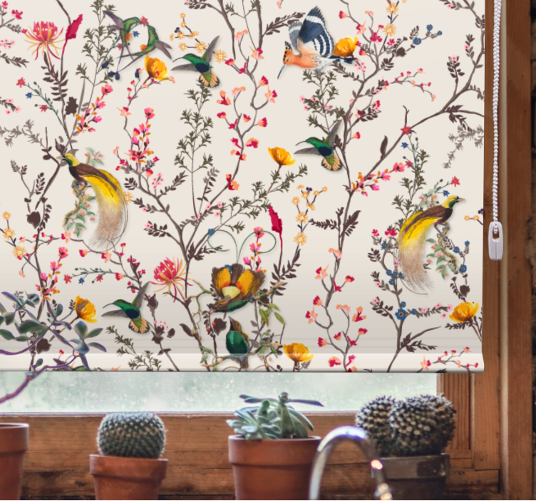 Birds and blooms tree roller blind - TenStickers
