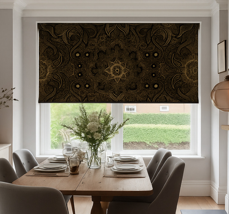 Black and gold mandala  dining room roller blind - TenStickers